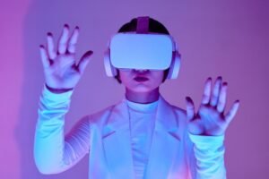 Women using AI VR device