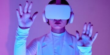 Women using AI VR device